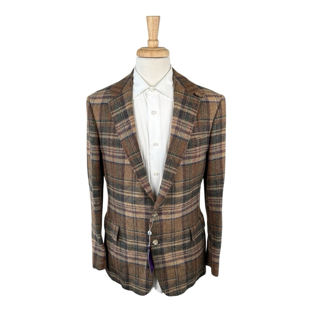 Ralph Lauren Purple Label Blanket Plaid Unstructured Wool Men's Blazer 46R NWT